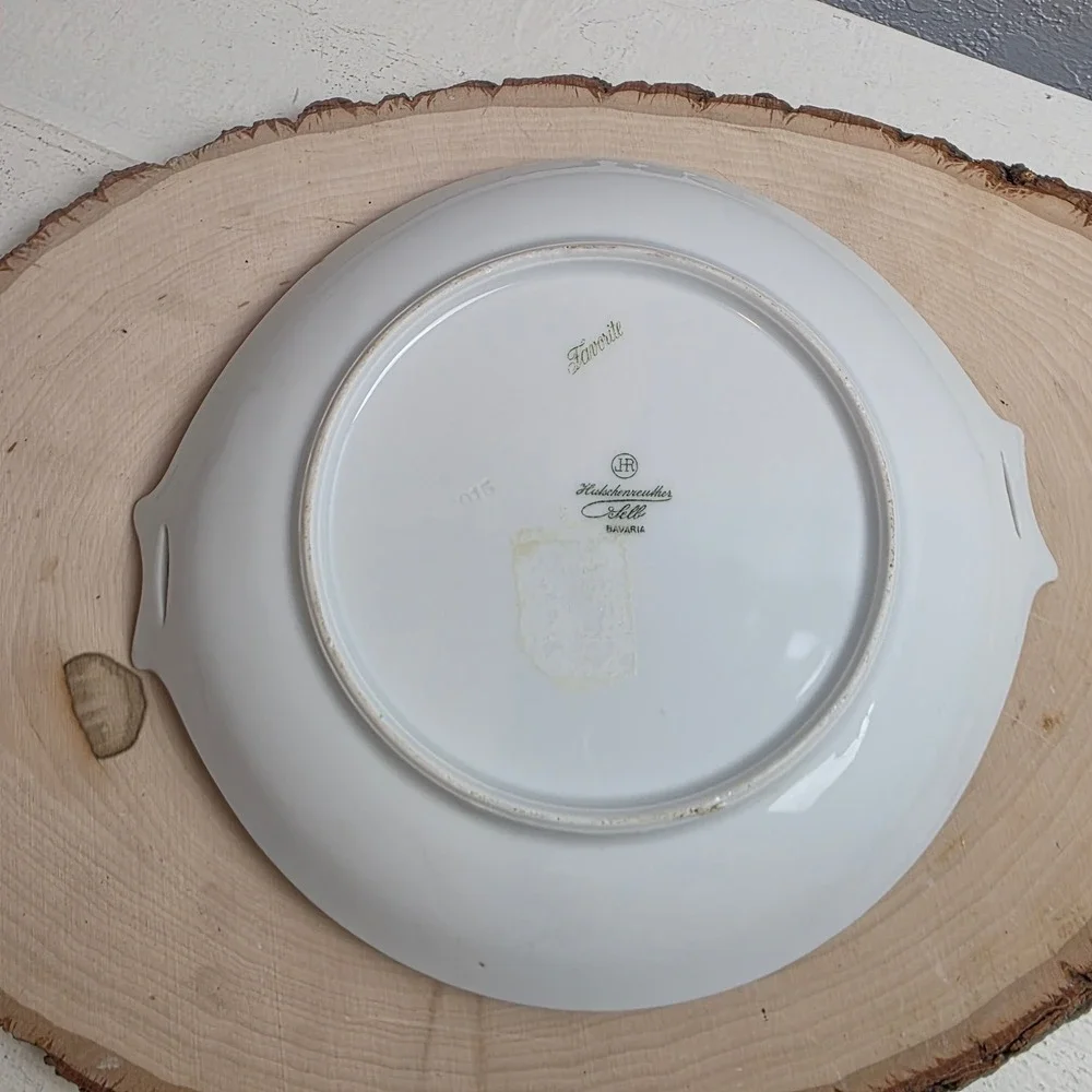 Antique Hutschenreuther Hand‎ Painted Porcelain Violet Cake Plate Gold Handles